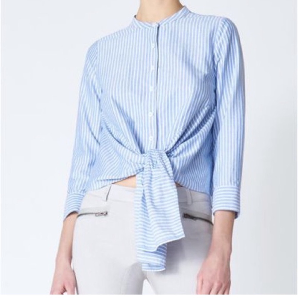 Veronica Beard Wilder Button Up Tie Front Shirt size 2 NWOT